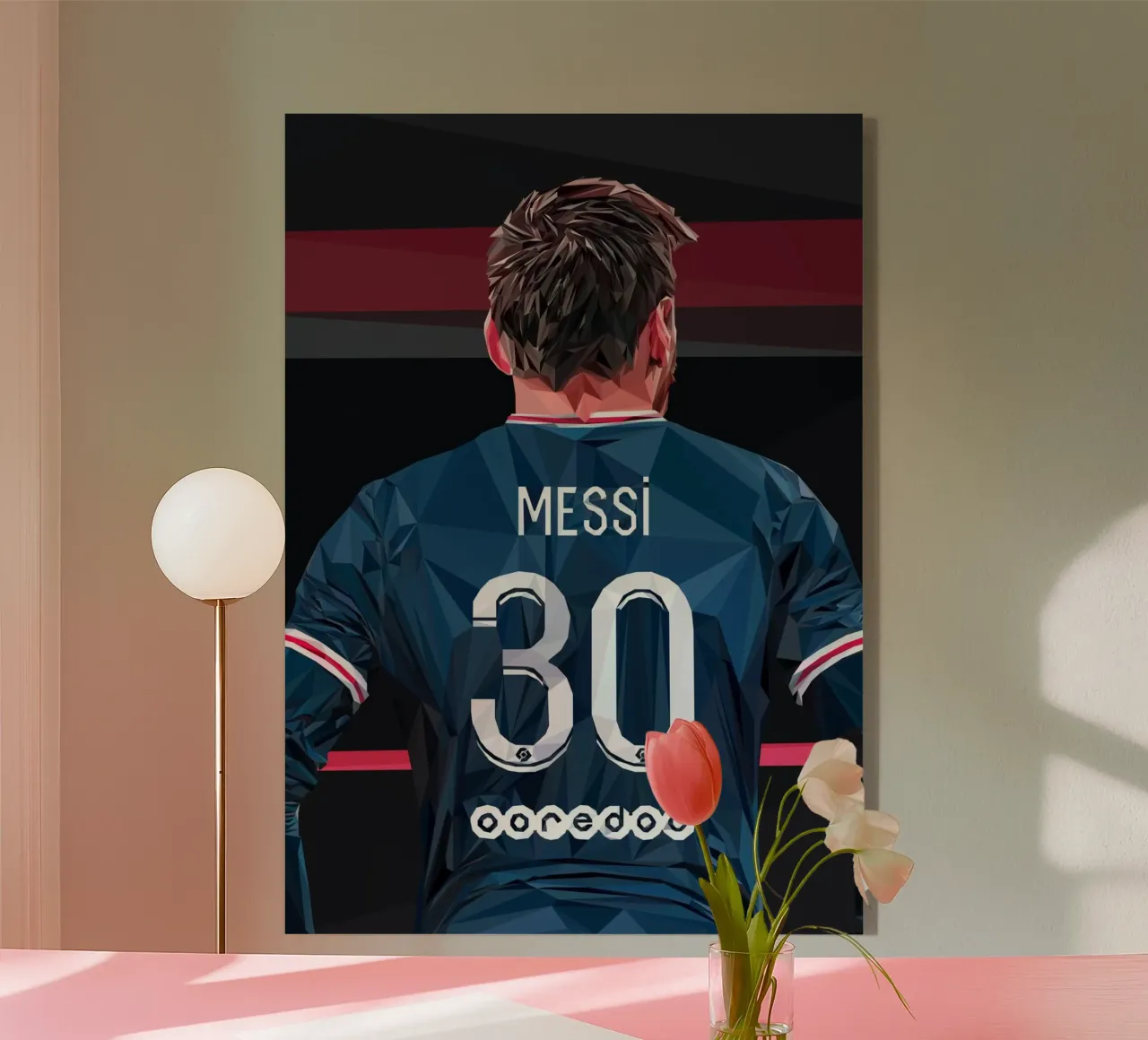 Messi the football player metacrilato de Low poly art