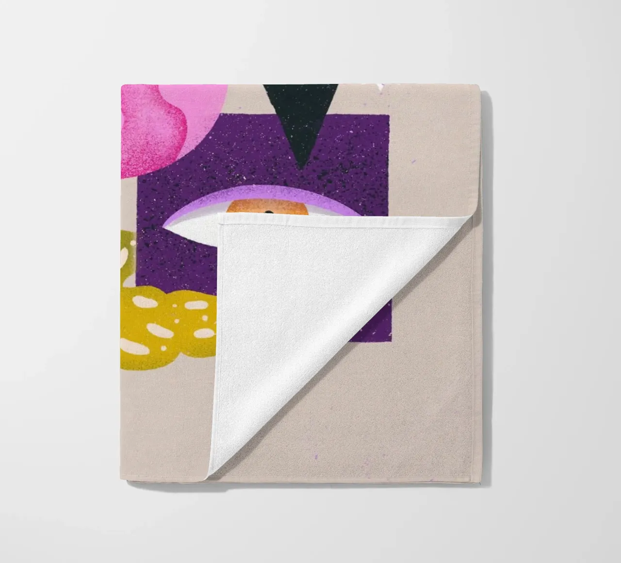 Still life with hare, leaves, fish, eye, stars and moon beach towel by Bold & Beautiful