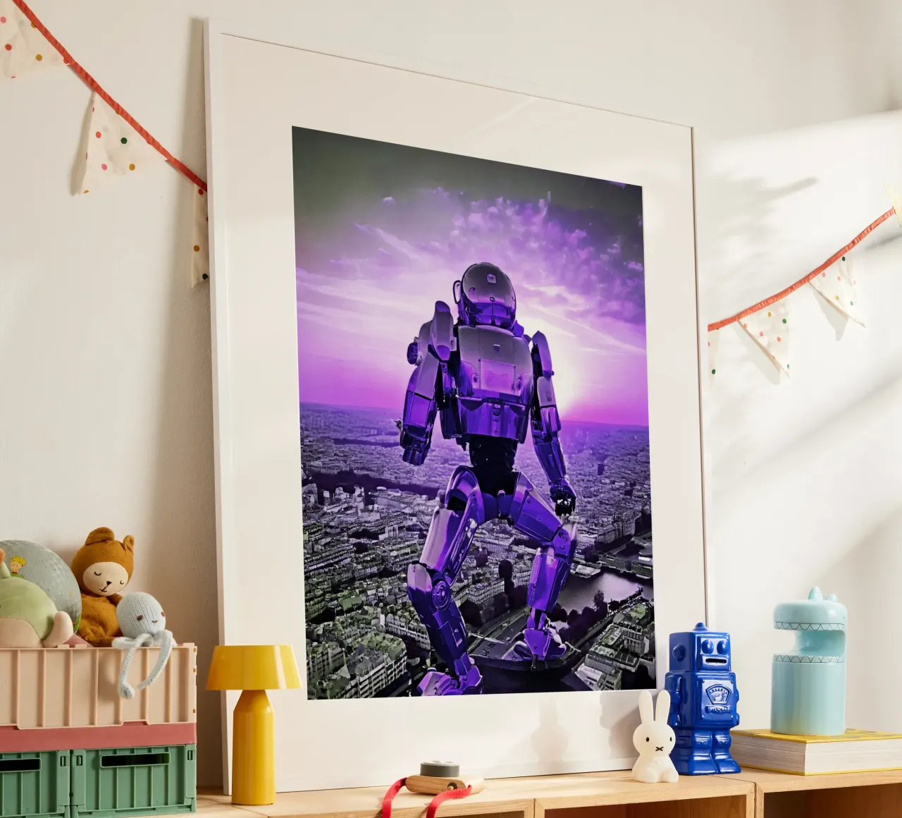 TRAMONTO SU PARIGI. Viola poster con telaio in legno da Thierry vobmann photography