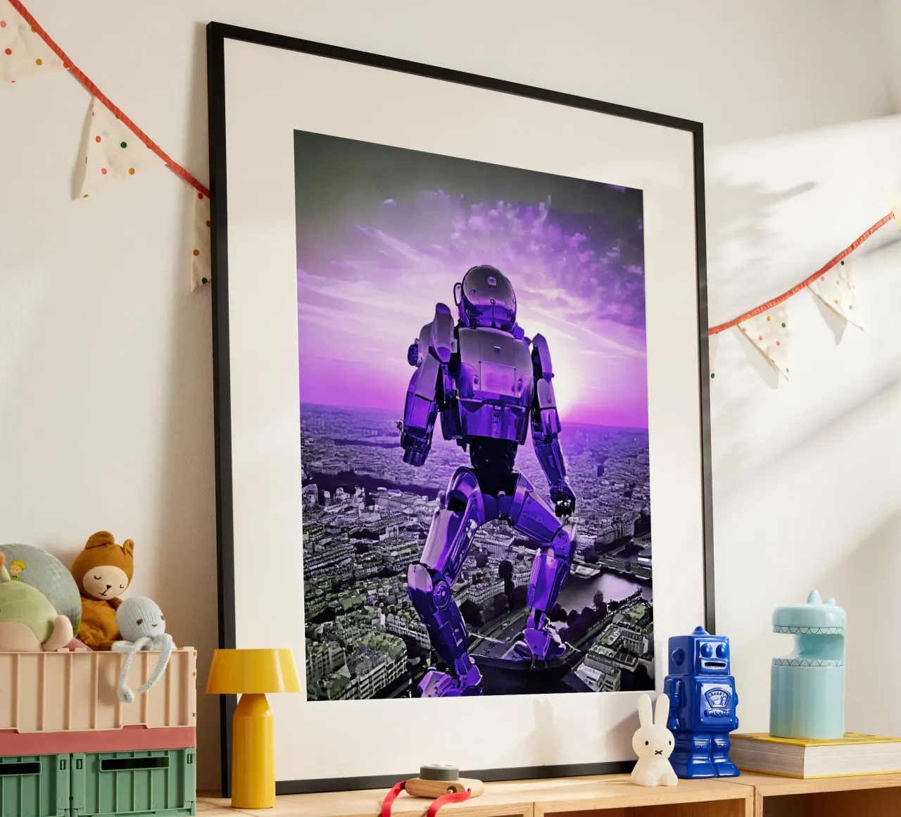 TRAMONTO SU PARIGI. Viola poster con telaio in legno da Thierry vobmann photography