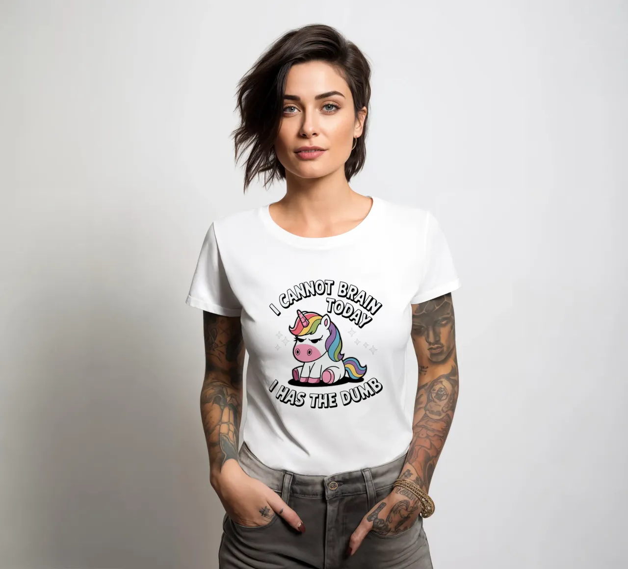 I cannot brain today, I has the dumb t-shirt da donna da edsonramosart