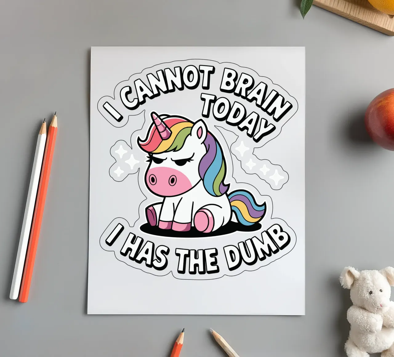 I cannot brain today, I has the dumb foglio adesivo da edsonramosart