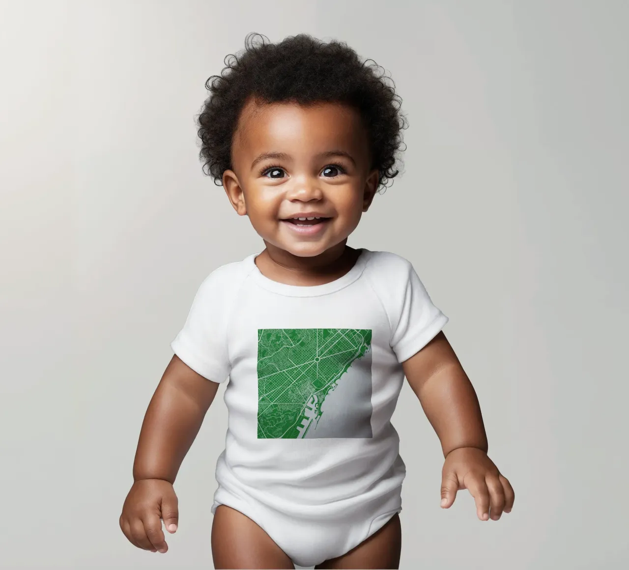 Barcelona Green body neonato maniche corte da Urban Maps