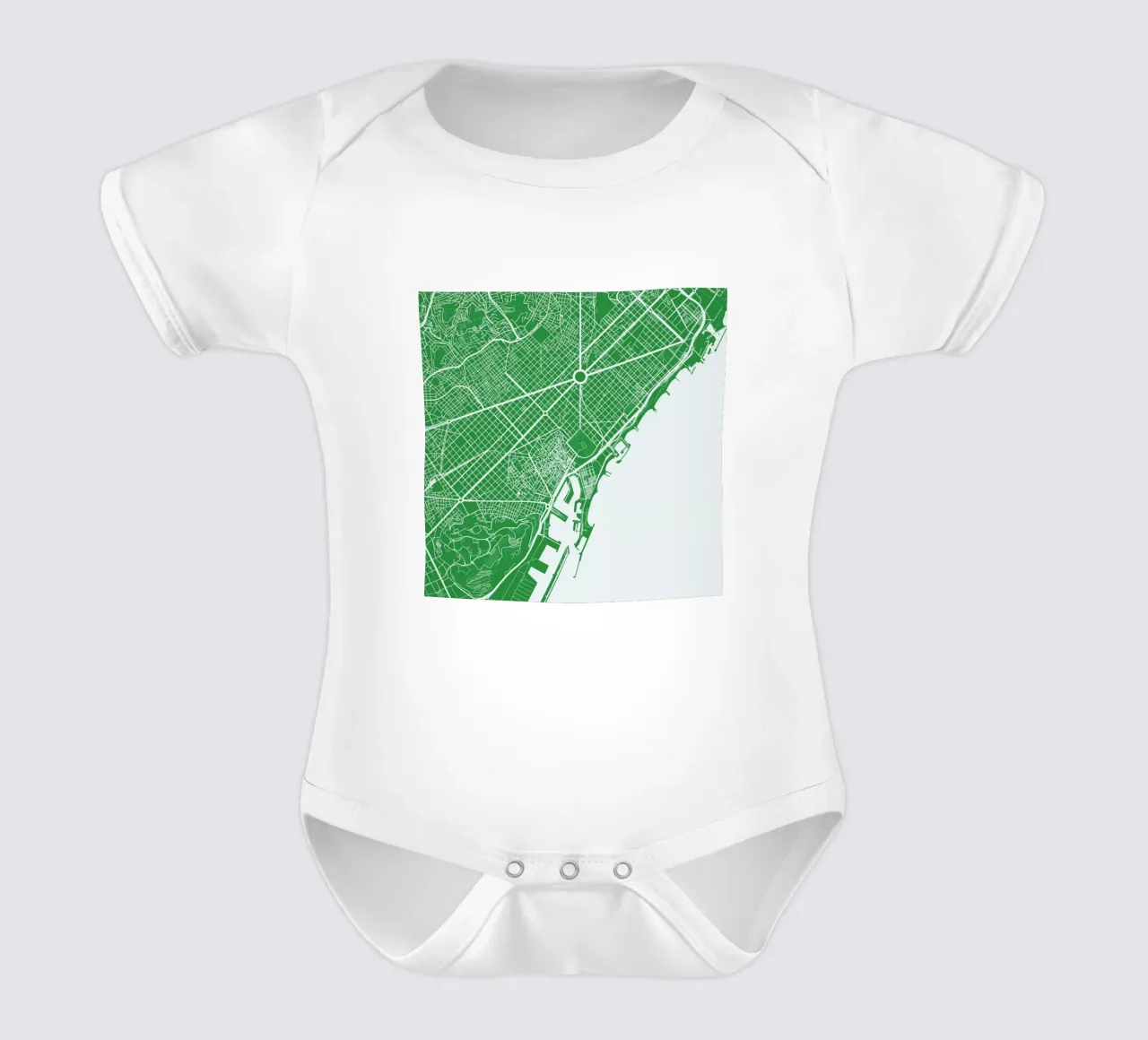 Barcelona Green body neonato maniche corte da Urban Maps