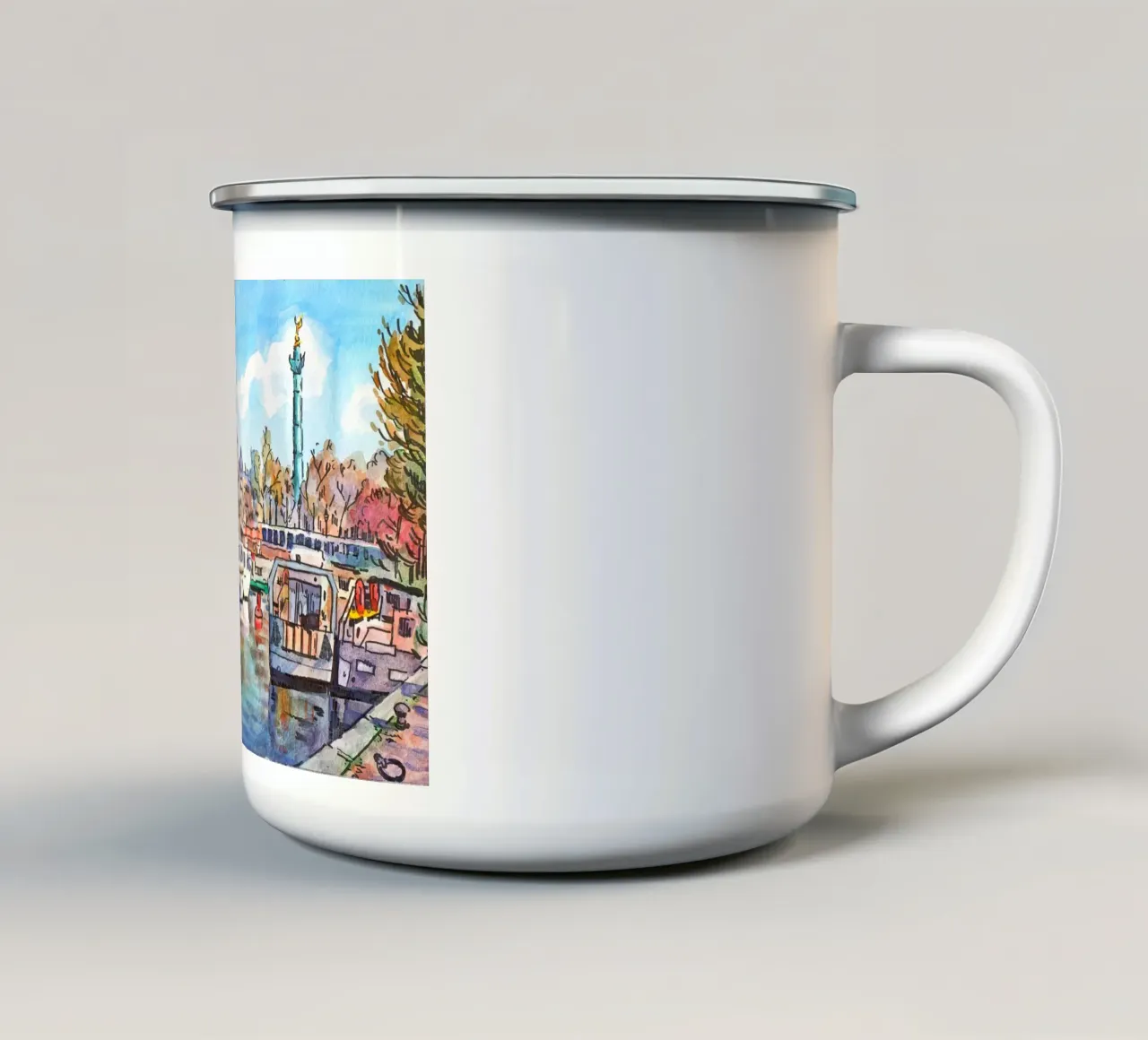 Bassin de l'Arsenal, Paris tazza in smalto da C.WILL