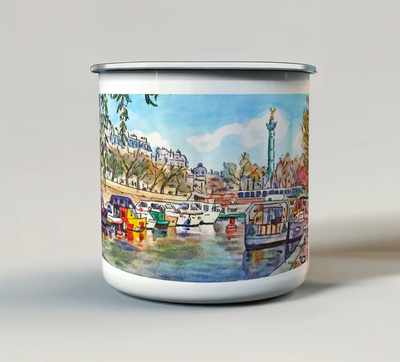 Bassin de l'Arsenal, Paris tazza in smalto da C.WILL