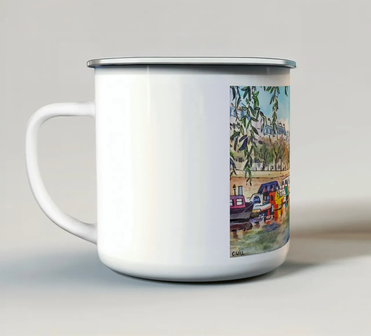 Bassin de l'Arsenal, Paris tazza in smalto da C.WILL