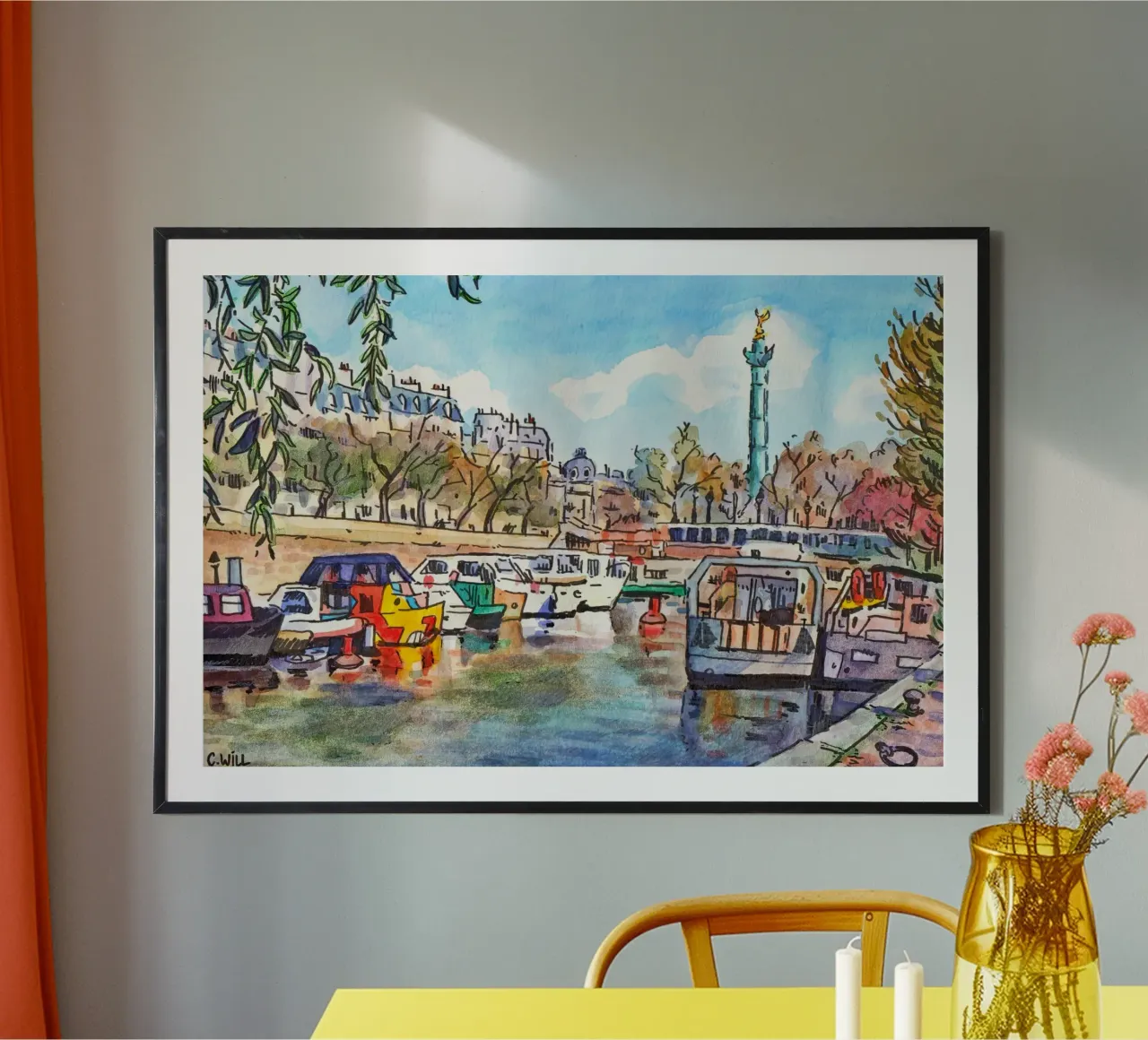 Bassin de l'Arsenal, Paris poster con telaio in plastica da C.WILL