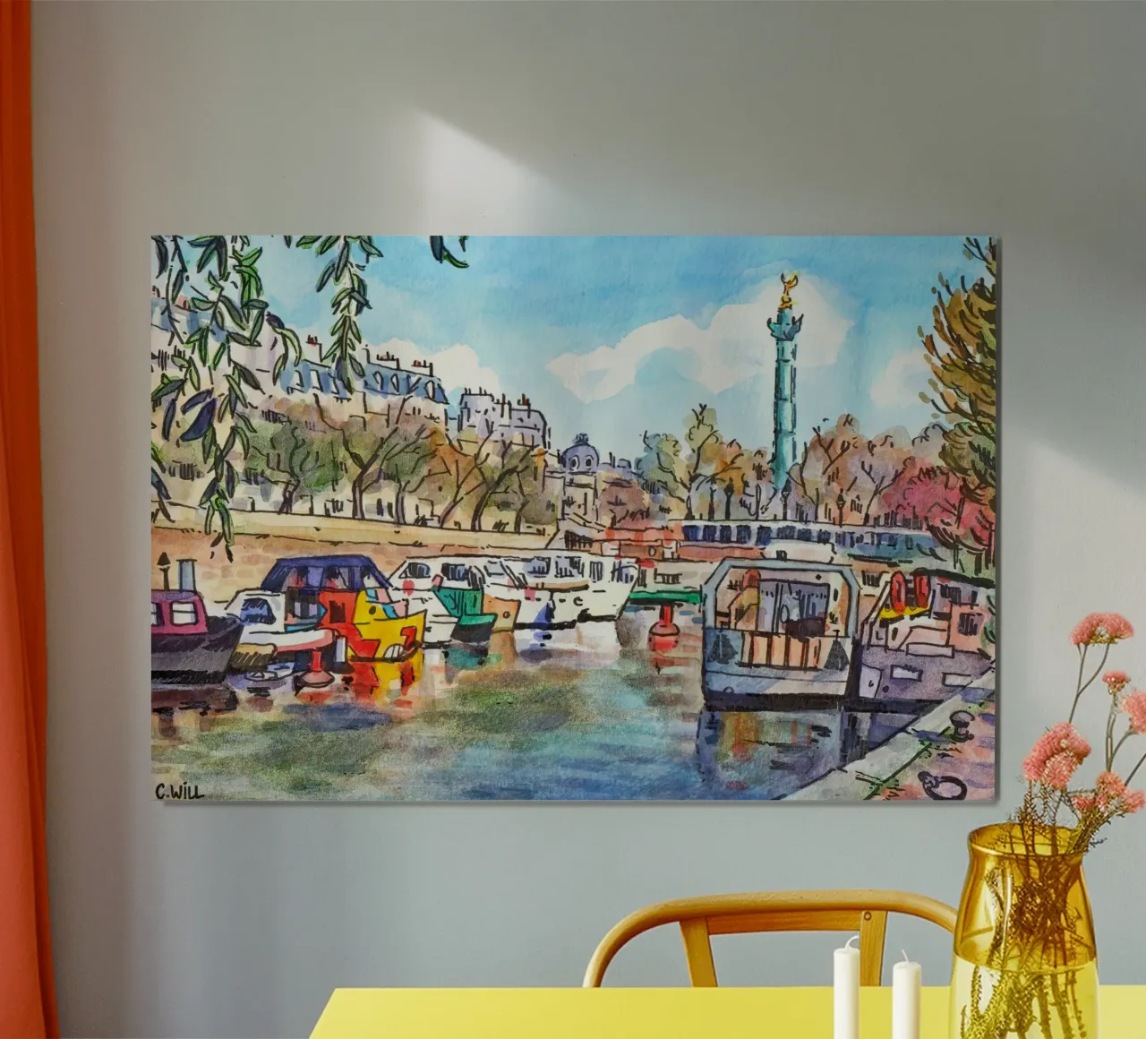Bassin de l'Arsenal, Paris poster con telaio in plastica da C.WILL