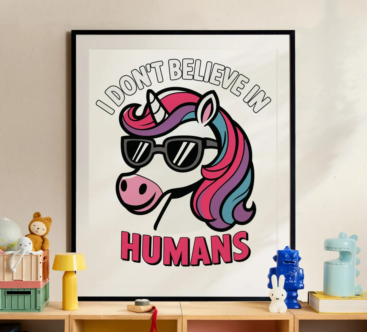 I don't believe in humans poster con telaio in alluminio da edsonramosart