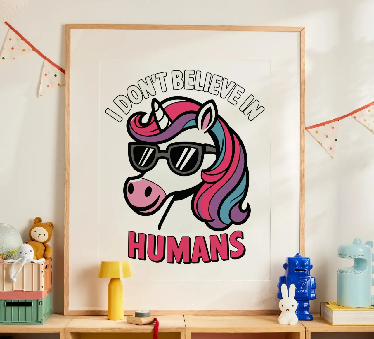 I don't believe in humans poster con telaio in alluminio da edsonramosart