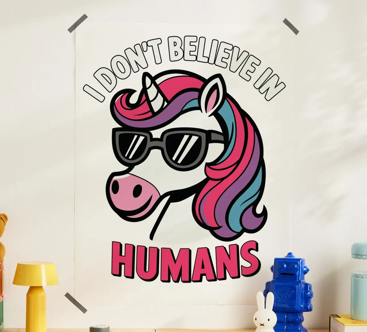 I don't believe in humans poster con telaio in alluminio da edsonramosart