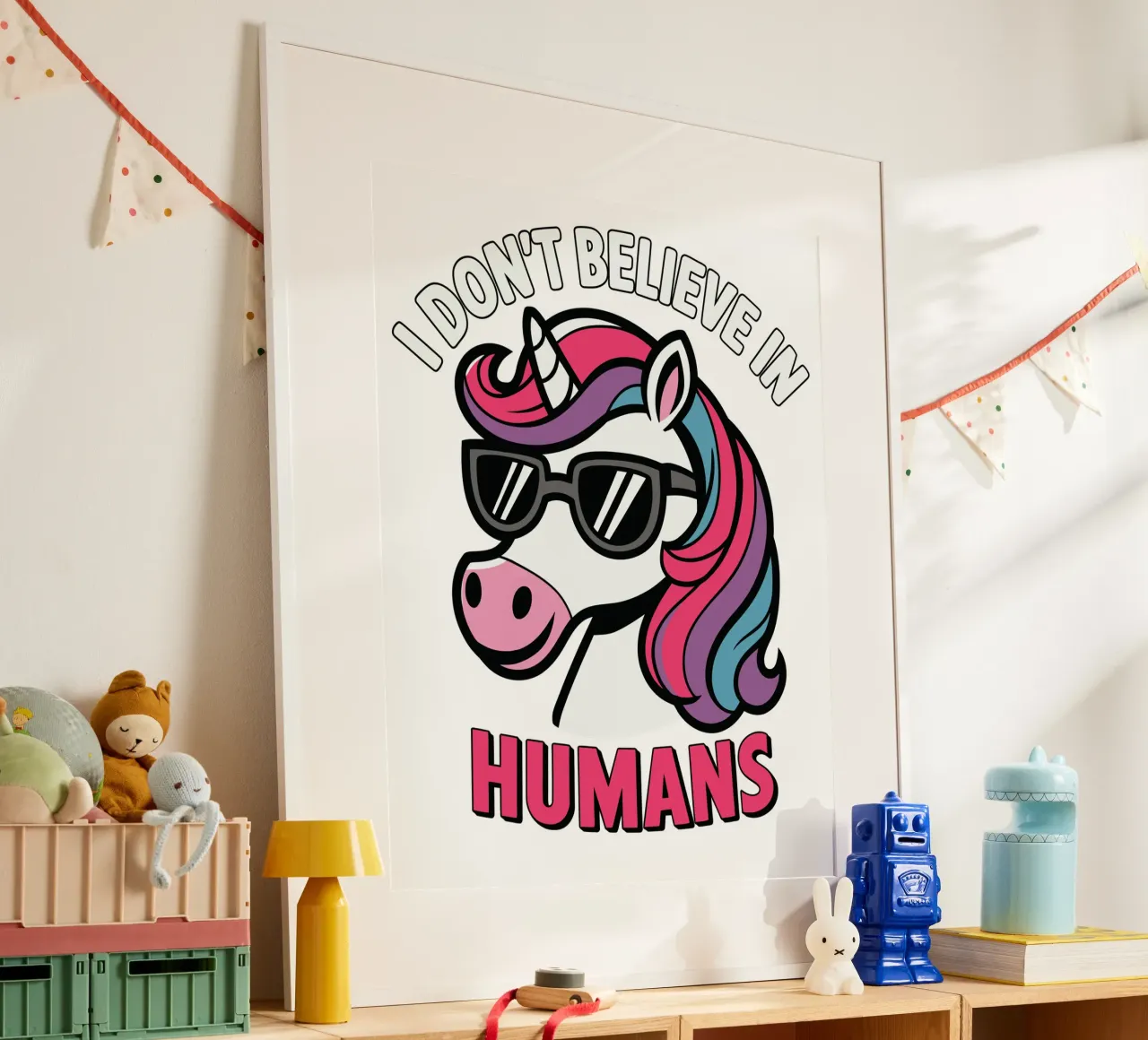 I don't believe in humans poster con telaio in alluminio da edsonramosart