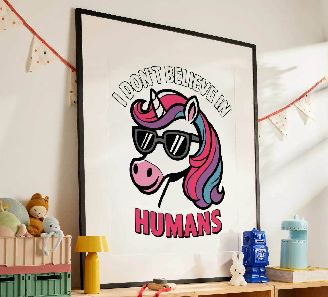 I don't believe in humans poster con telaio in alluminio da edsonramosart
