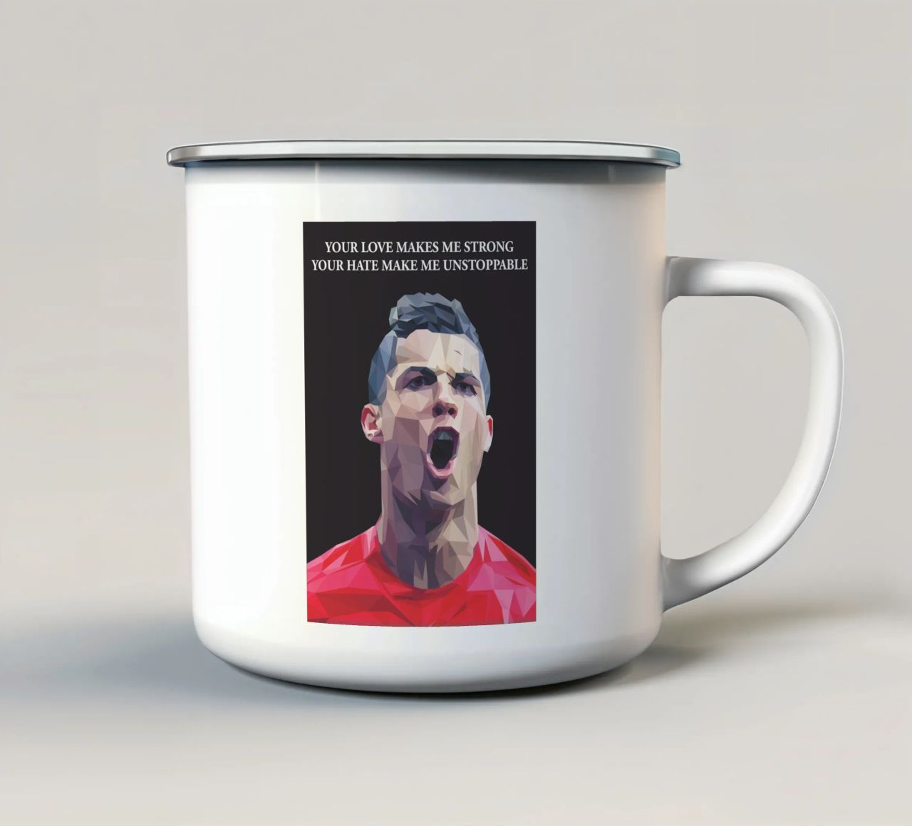 C. Ronaldo Motivation quote tazza in smalto da Low poly art