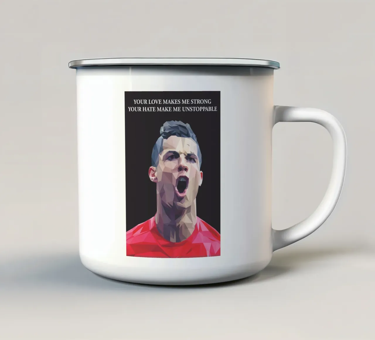 C. Ronaldo Motivation quote tazza in smalto da Low poly art