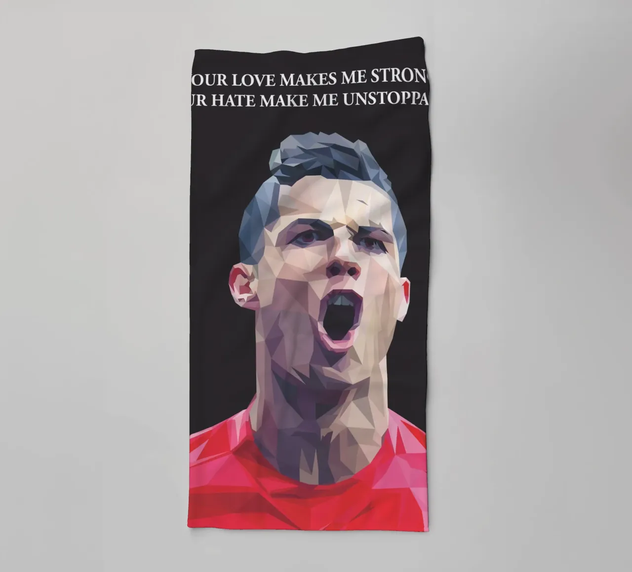 C. Ronaldo Motivation quote toalla de baño de Low poly art