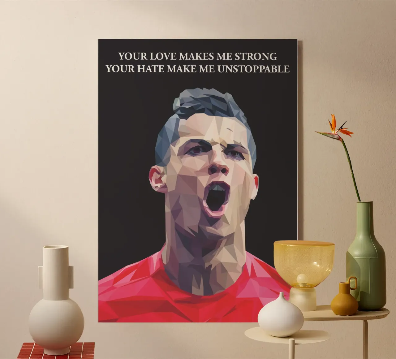 C. Ronaldo Motivation quote metacrilato de Low poly art