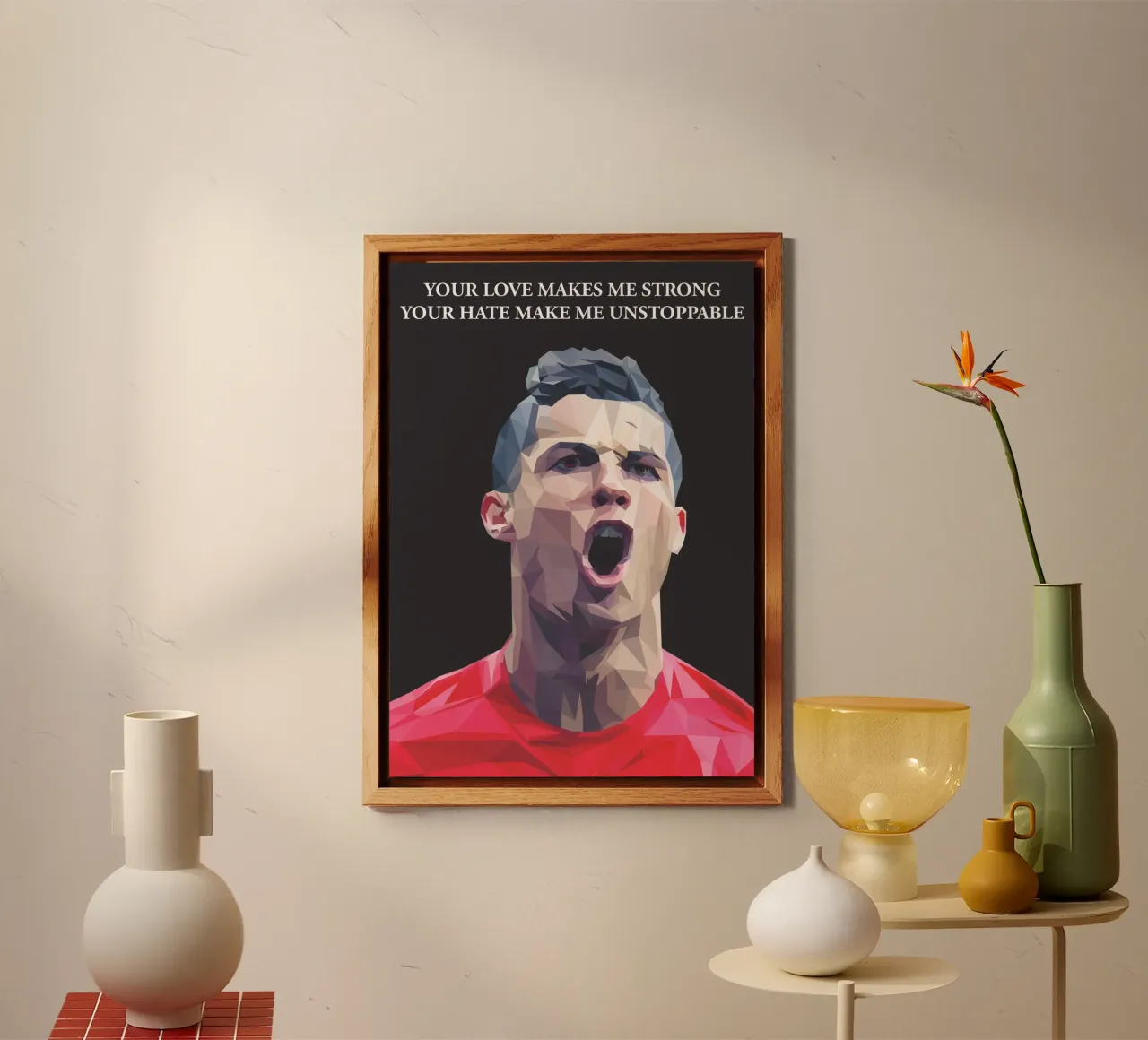 C. Ronaldo Motivation quote alluminio dibond da Low poly art