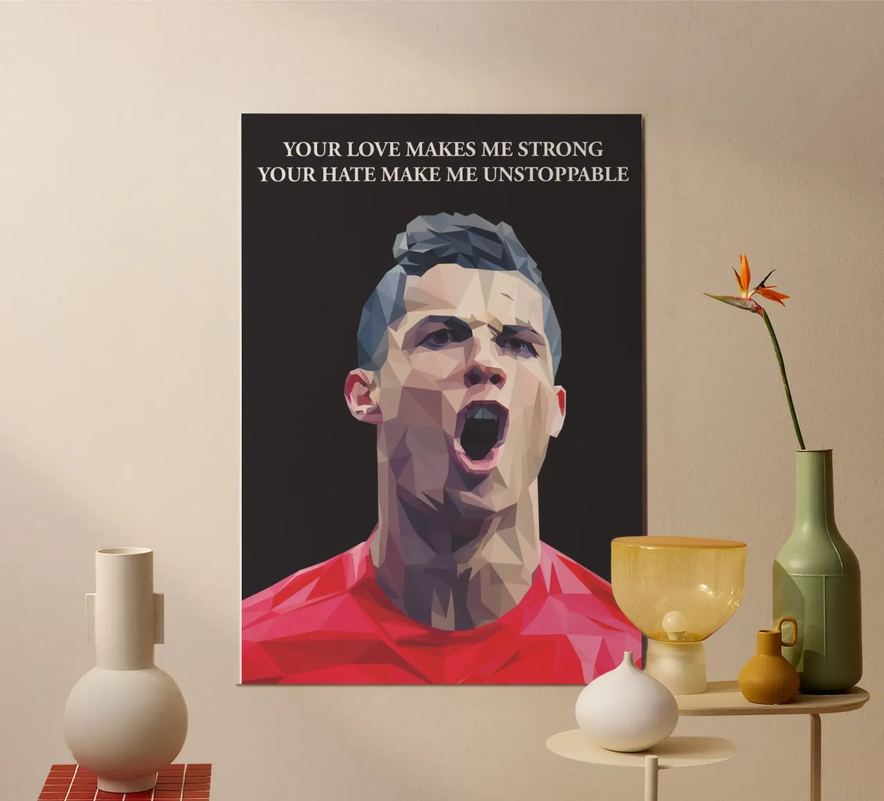 C. Ronaldo Motivation quote alluminio dibond da Low poly art