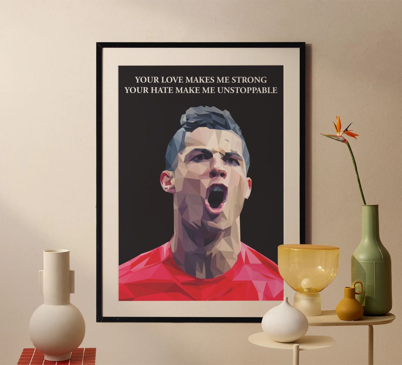 C. Ronaldo Motivation quote Poster von Low poly art