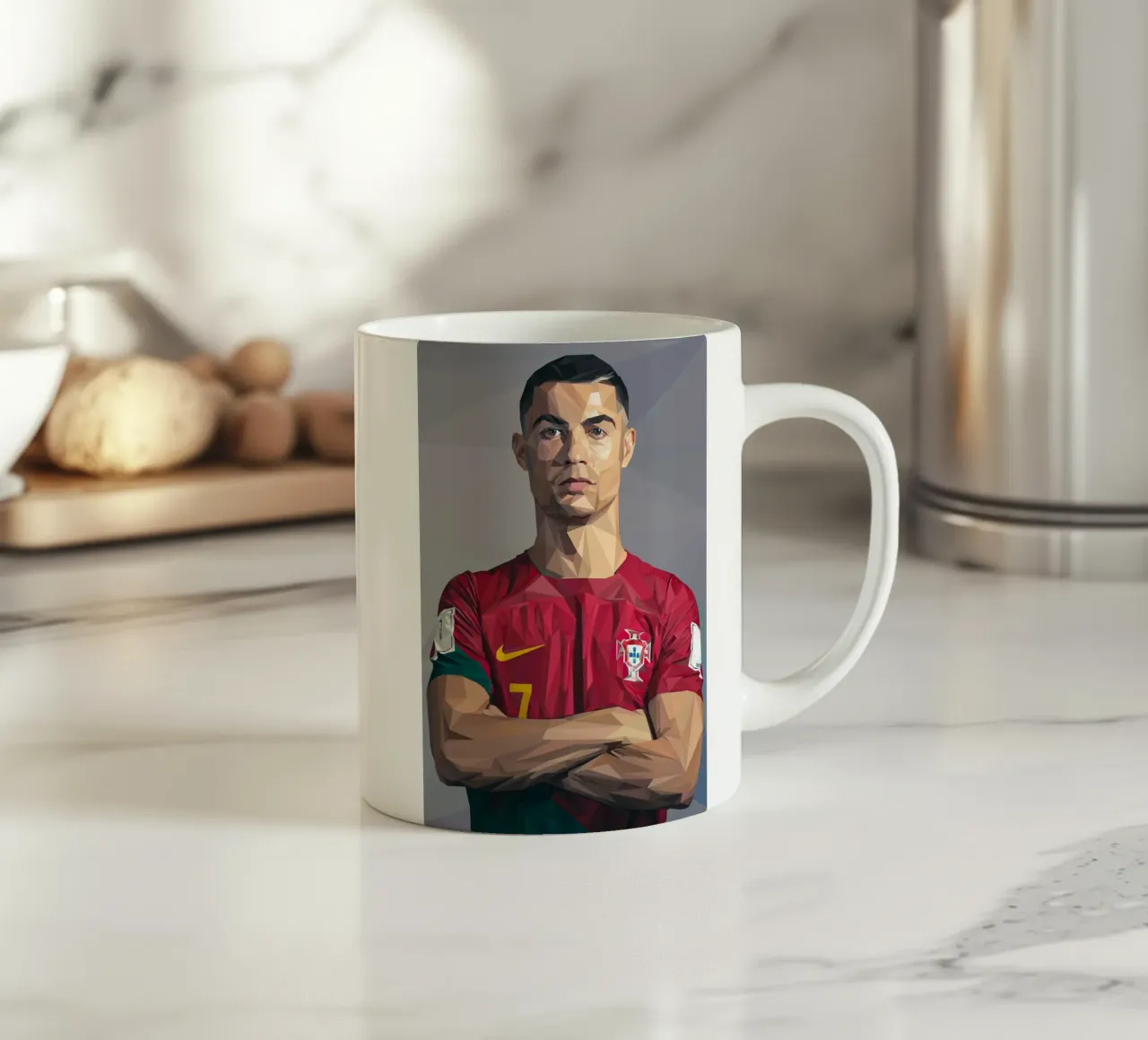 Ronaldo PRTGL tazza in ceramica da Low poly art