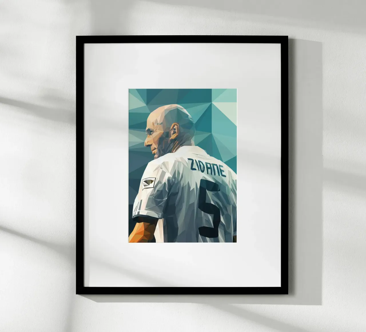 Zidane poster con telaio in plastica da Low poly art