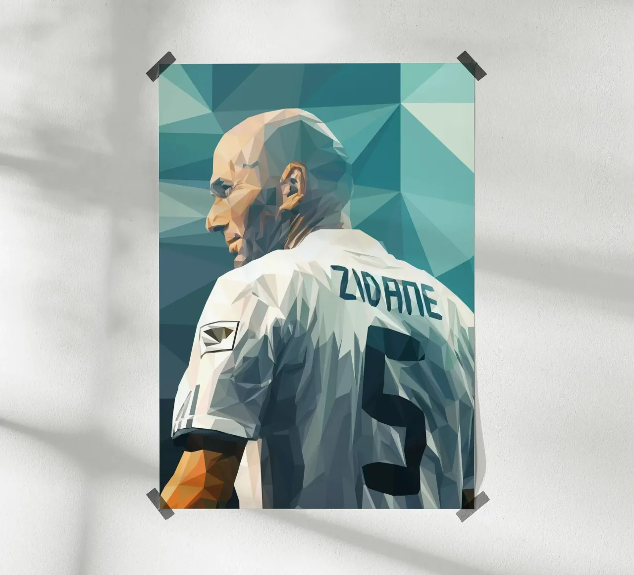 Zidane poster con telaio in plastica da Low poly art