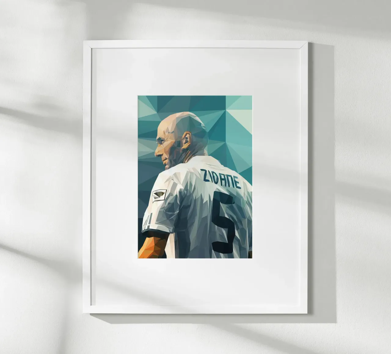 Zidane poster con telaio in plastica da Low poly art