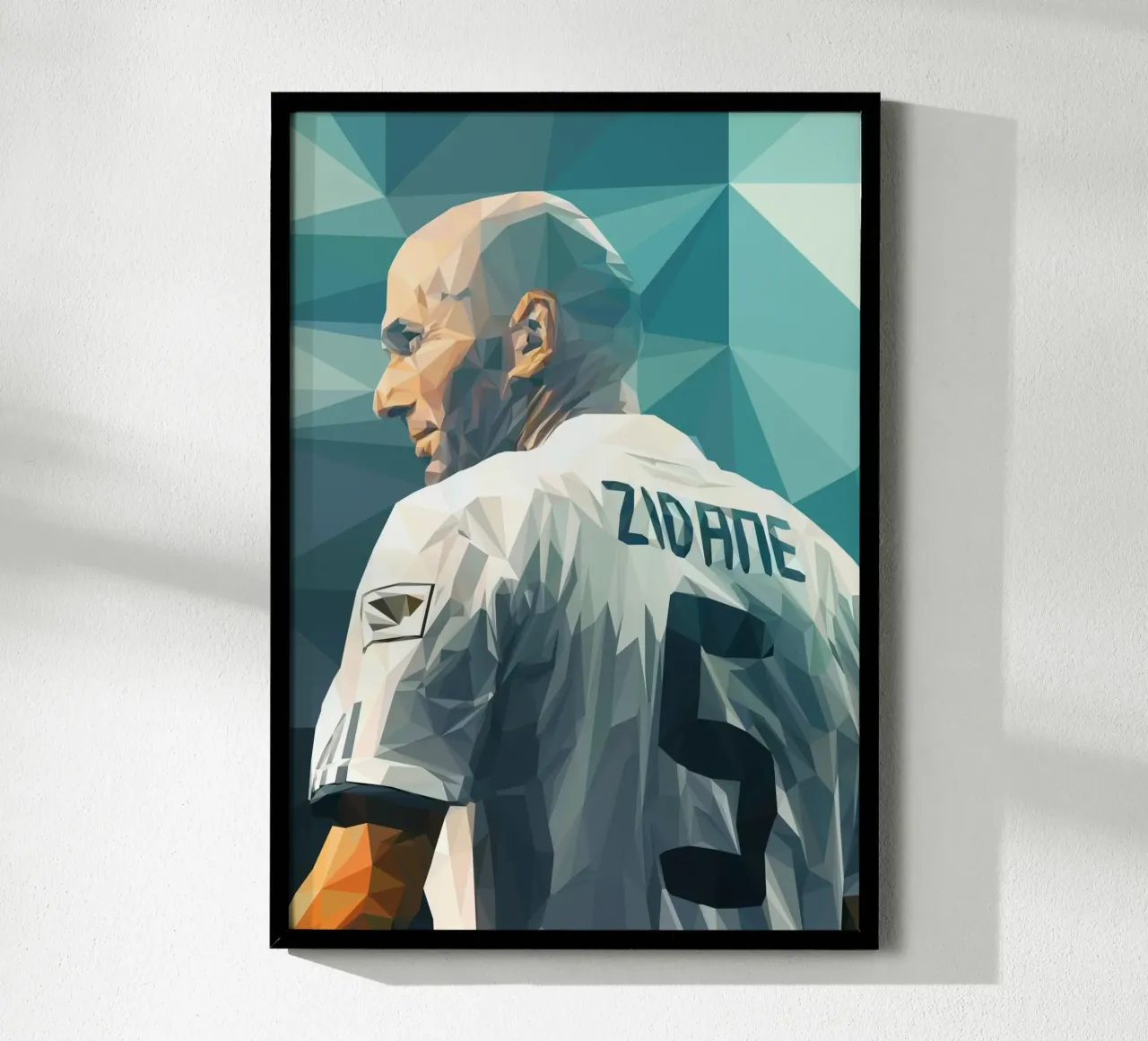 Zidane poster con telaio in plastica da Low poly art