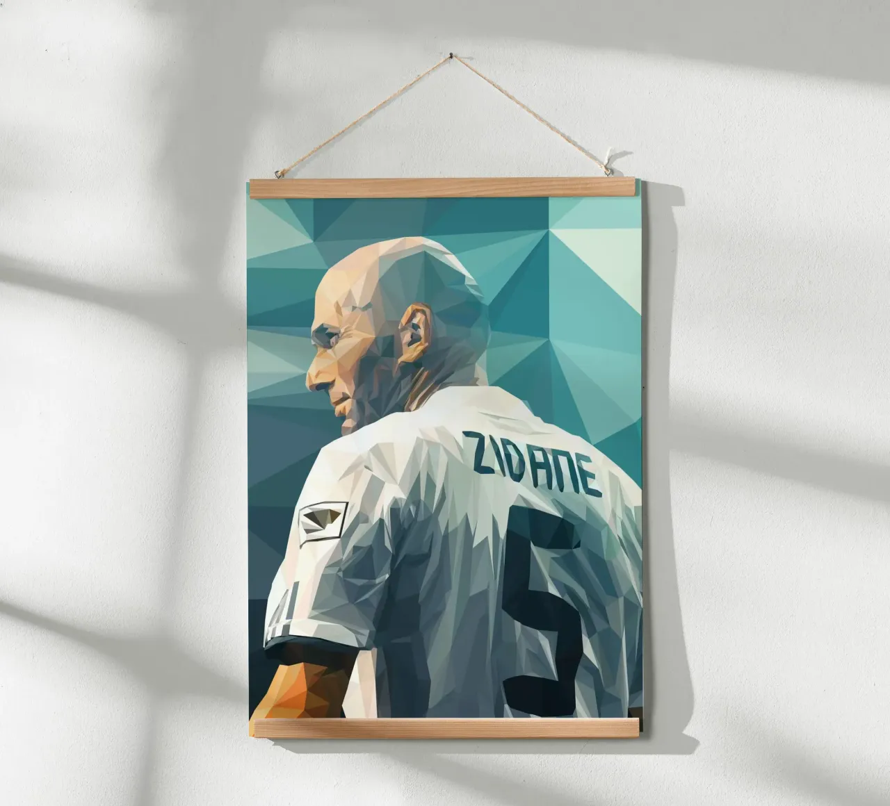 Zidane poster con telaio in plastica da Low poly art