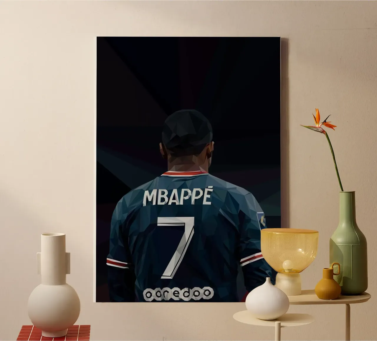 Mbappe The Football Player tela con Cornice a cassetta da Low poly art