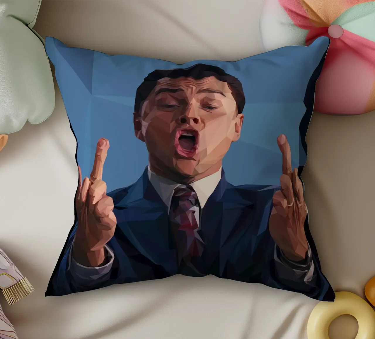 Leonardo Meme hand cuscino da Low poly art