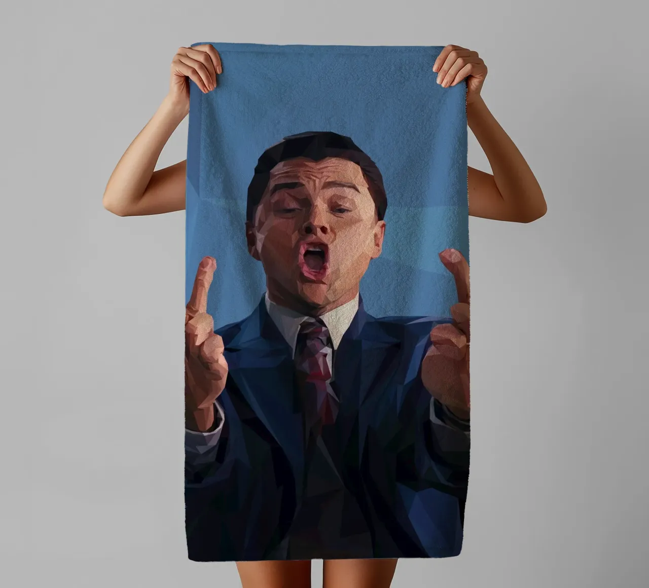 Leonardo Meme hand asciugamano da bagno da Low poly art