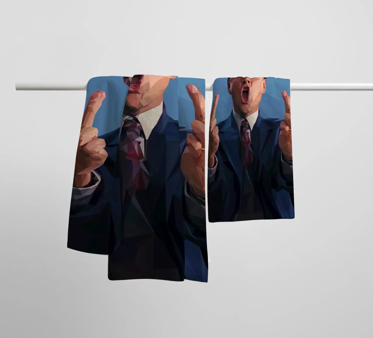 Leonardo Meme hand asciugamano da bagno da Low poly art