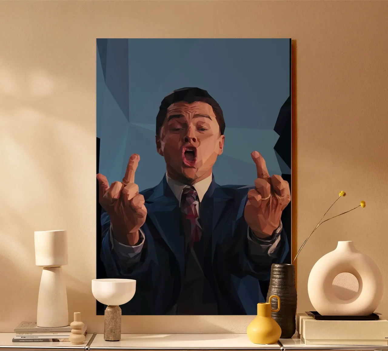 Leonardo Meme hand alluminio dibond da Low poly art