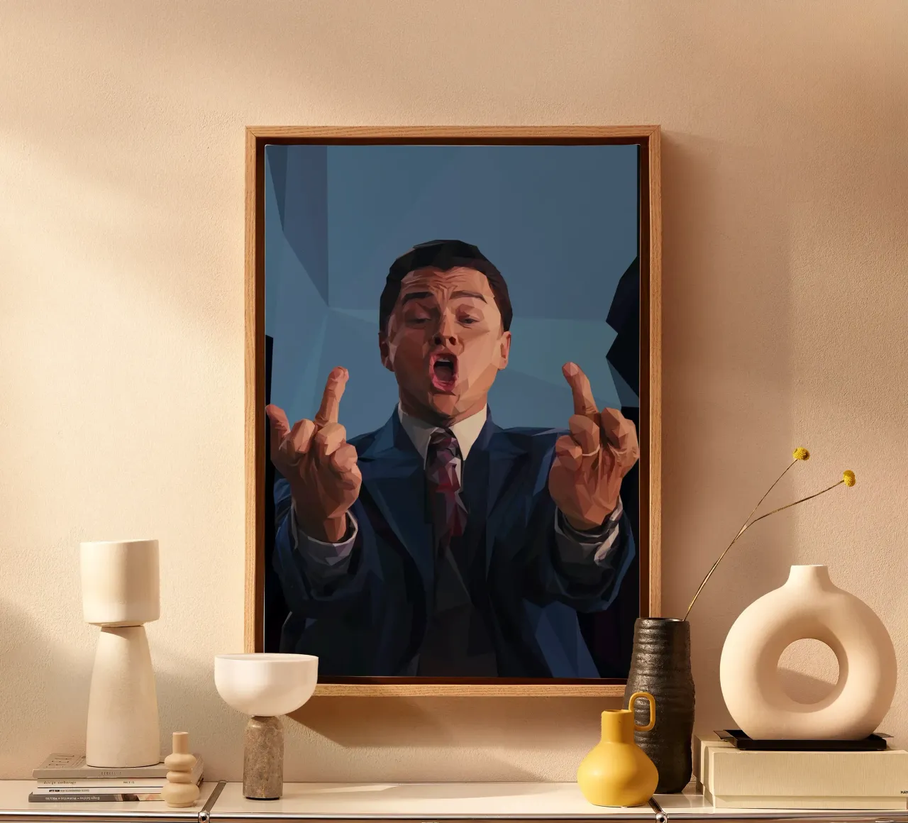 Leonardo Meme hand tela con Cornice a cassetta da Low poly art