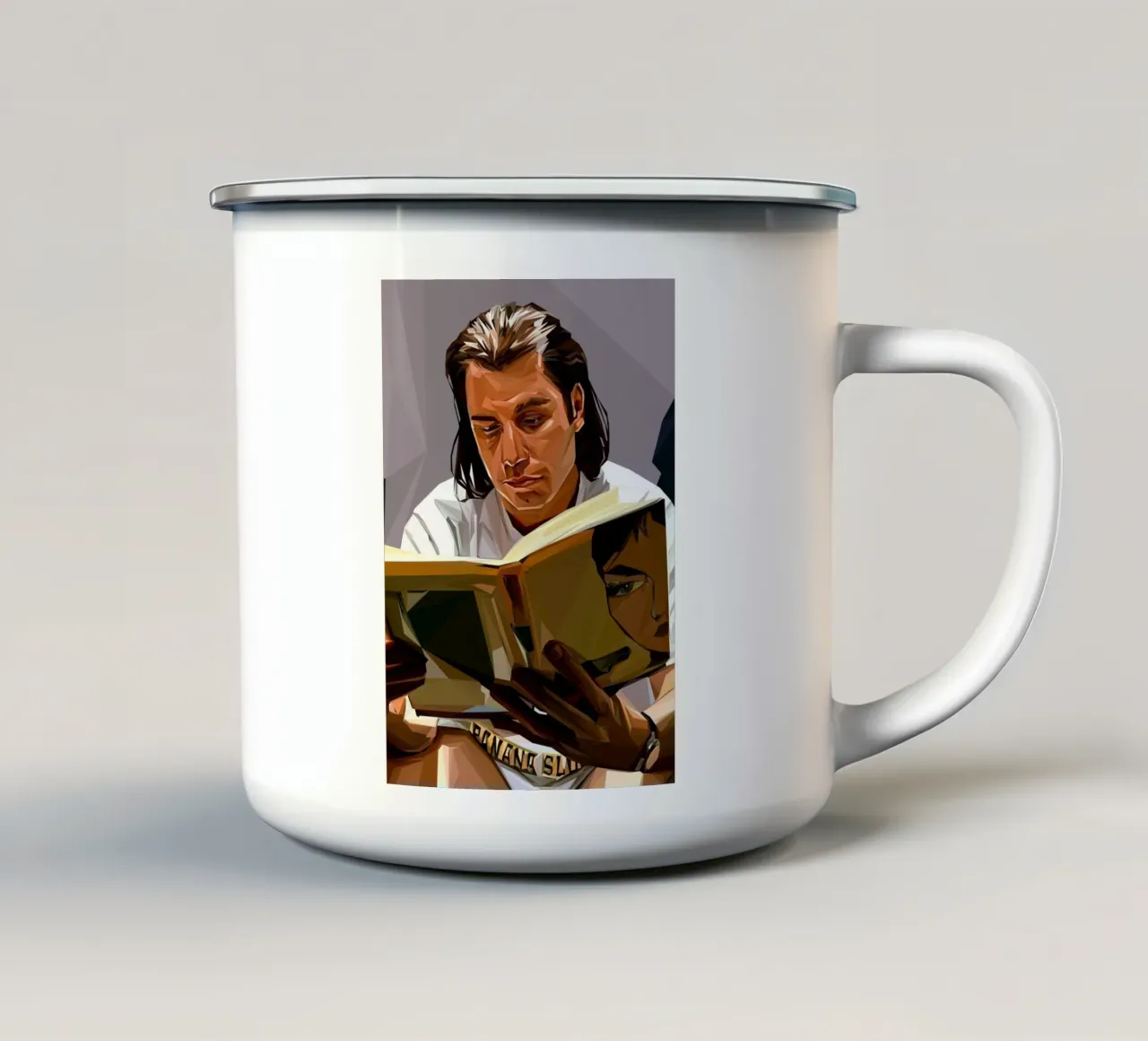 Reading Book meme tazza in smalto da Low poly art
