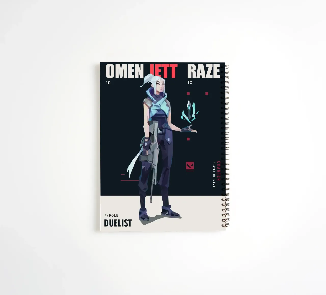 Jett Character game spiral notebook by Low poly art