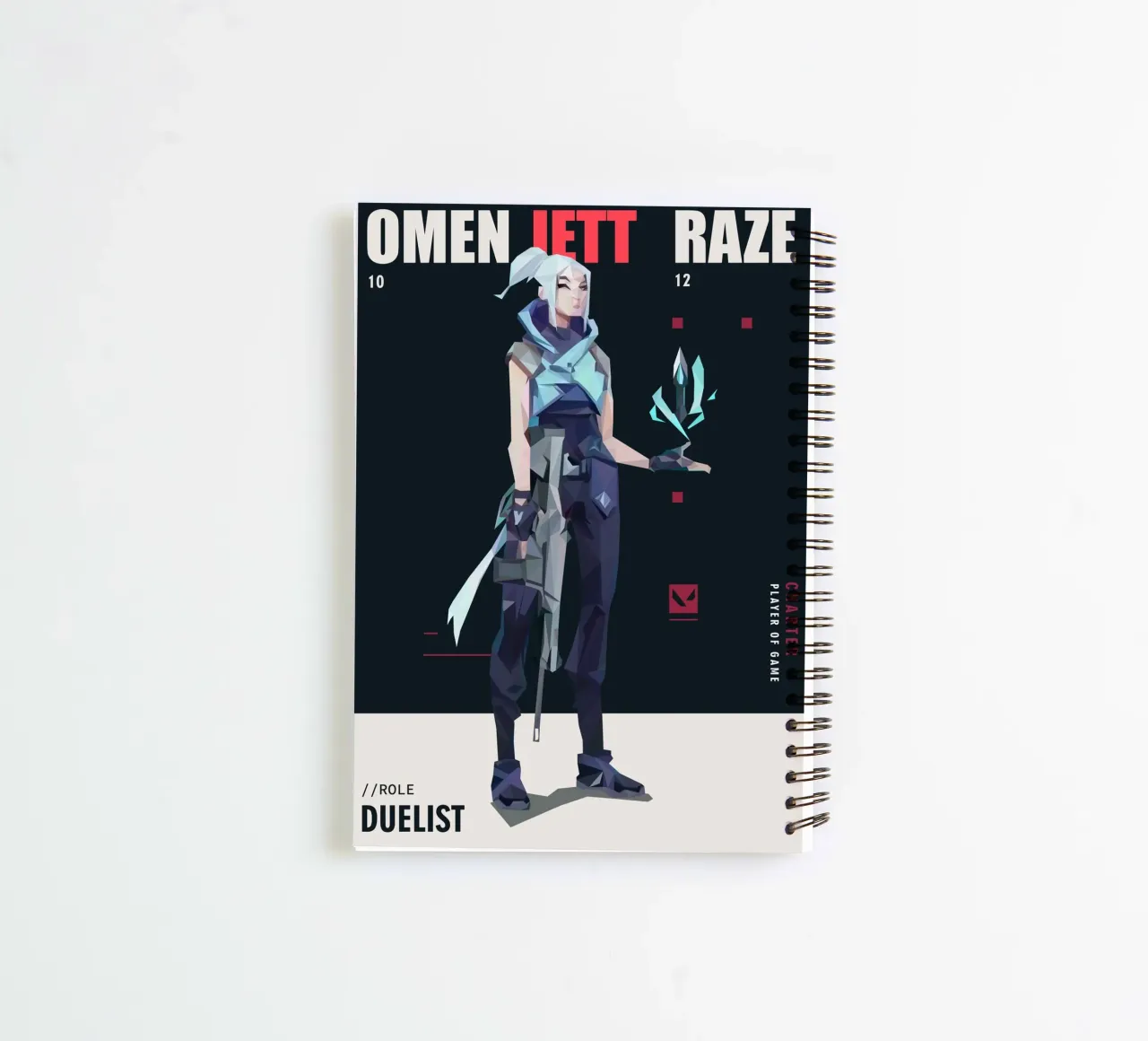 Jett Character game spiral notebook by Low poly art