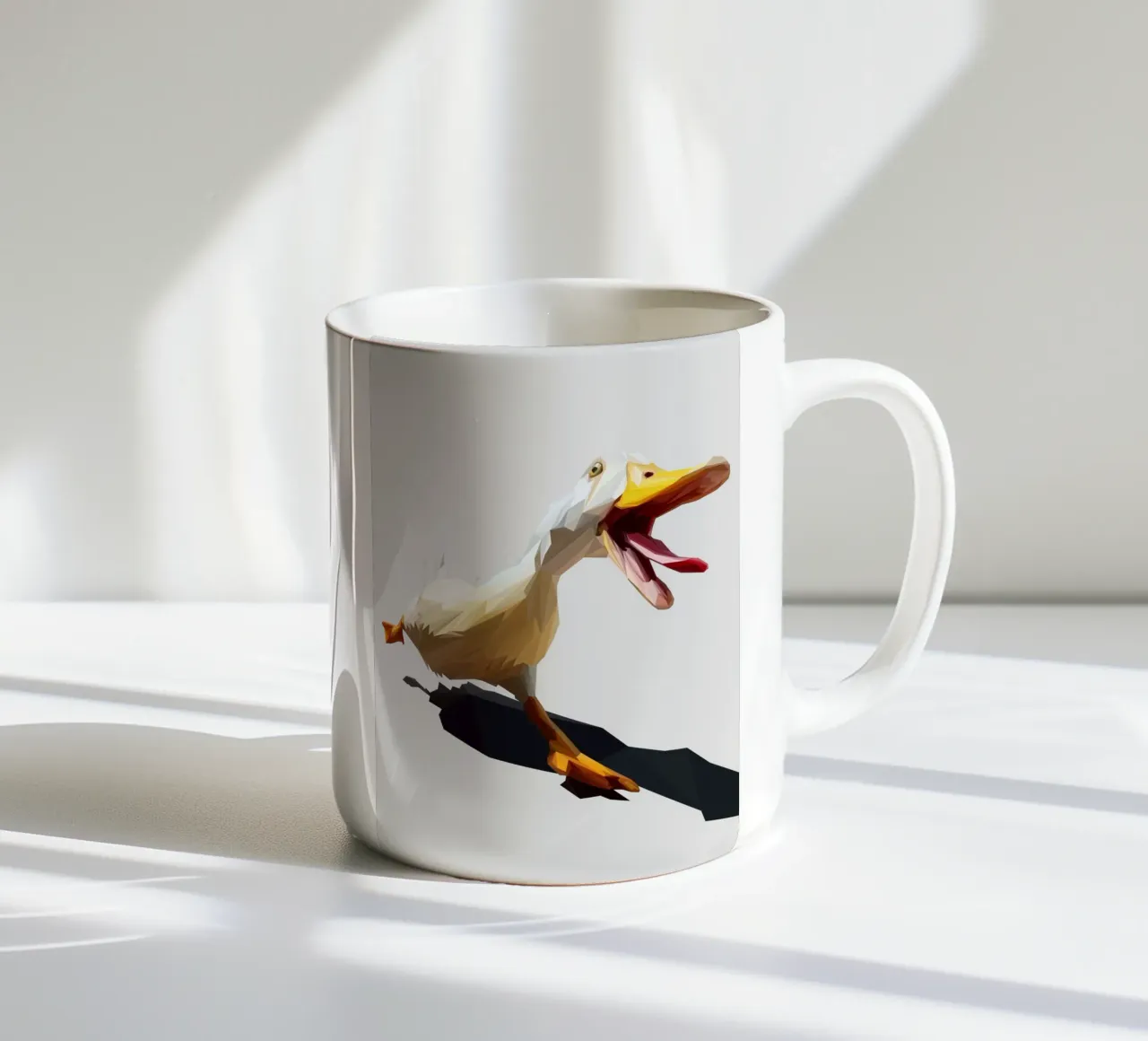 Running Duck tazza in ceramica da Low poly art