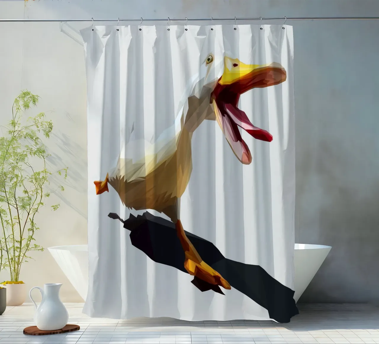 Running Duck tenda da doccia da Low poly art