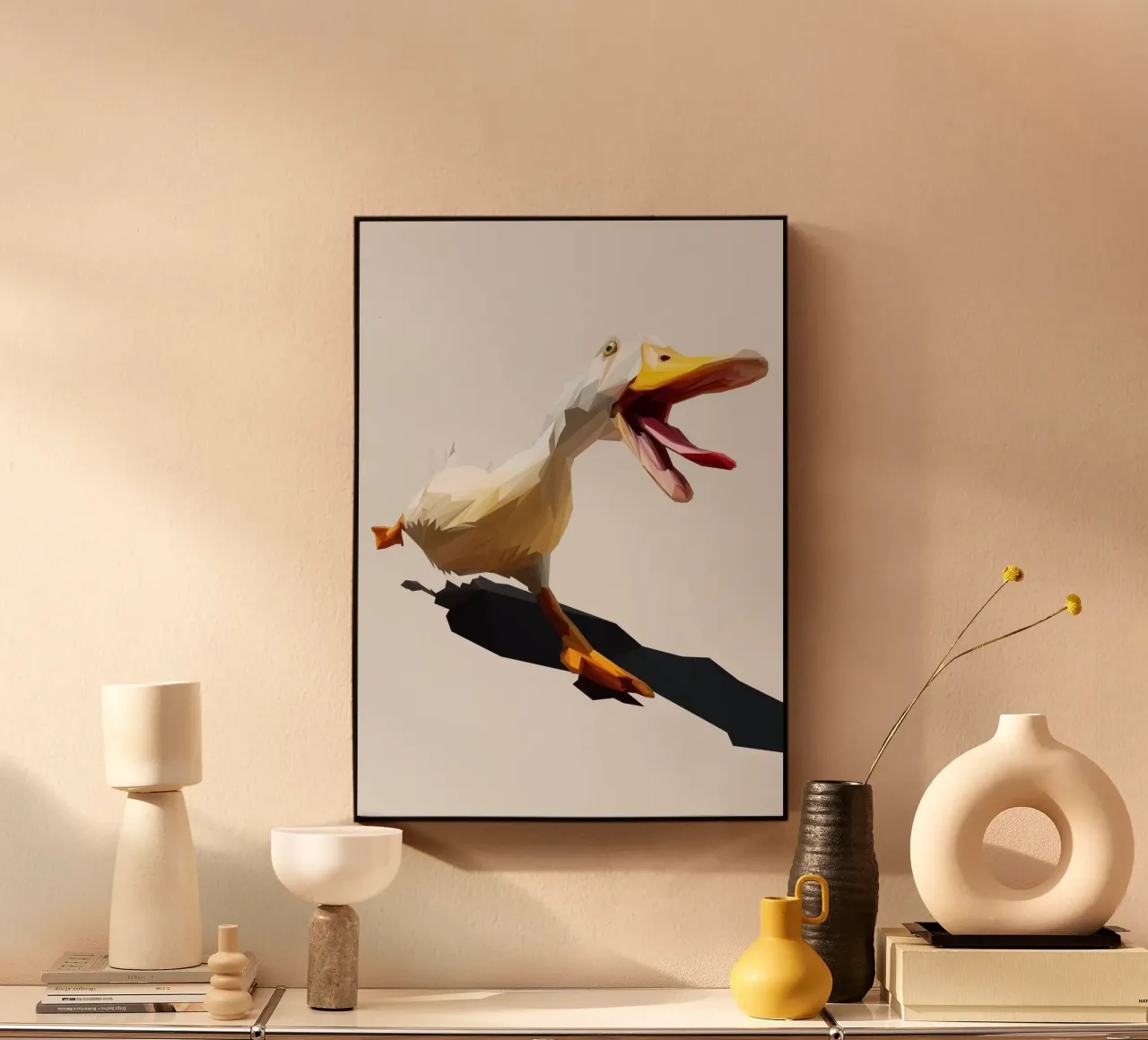 Running Duck alluminio dibond da Low poly art