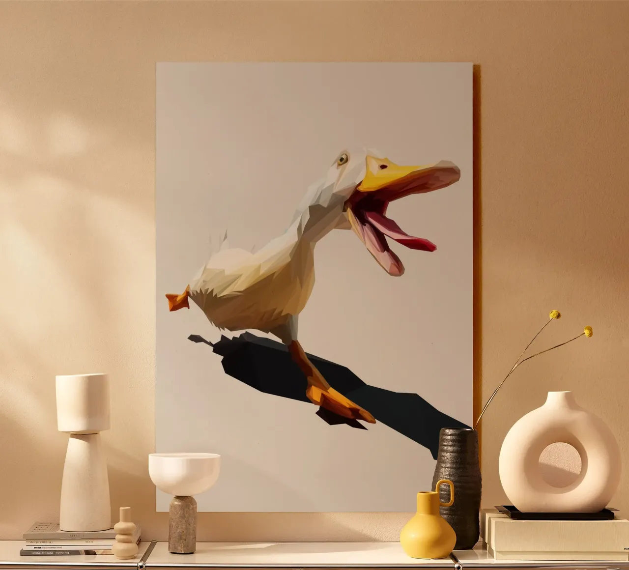 Running Duck alluminio dibond da Low poly art