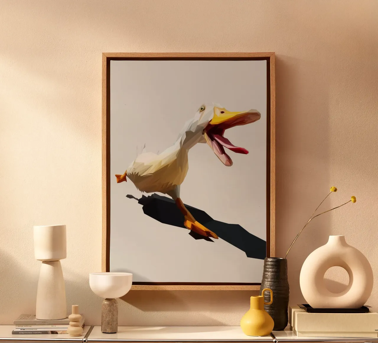 Running Duck tela con Cornice a cassetta da Low poly art