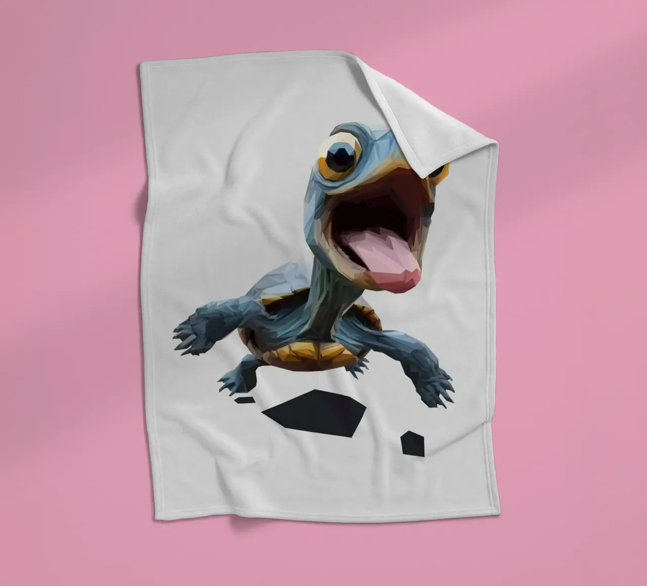 Little Turtle coperta in pile da Low poly art