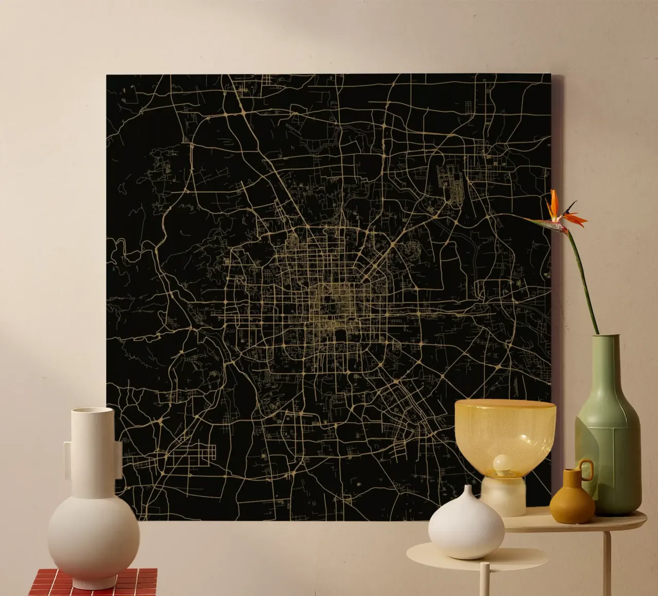 Bejing Brown tela con Cornice a cassetta da Urban Maps