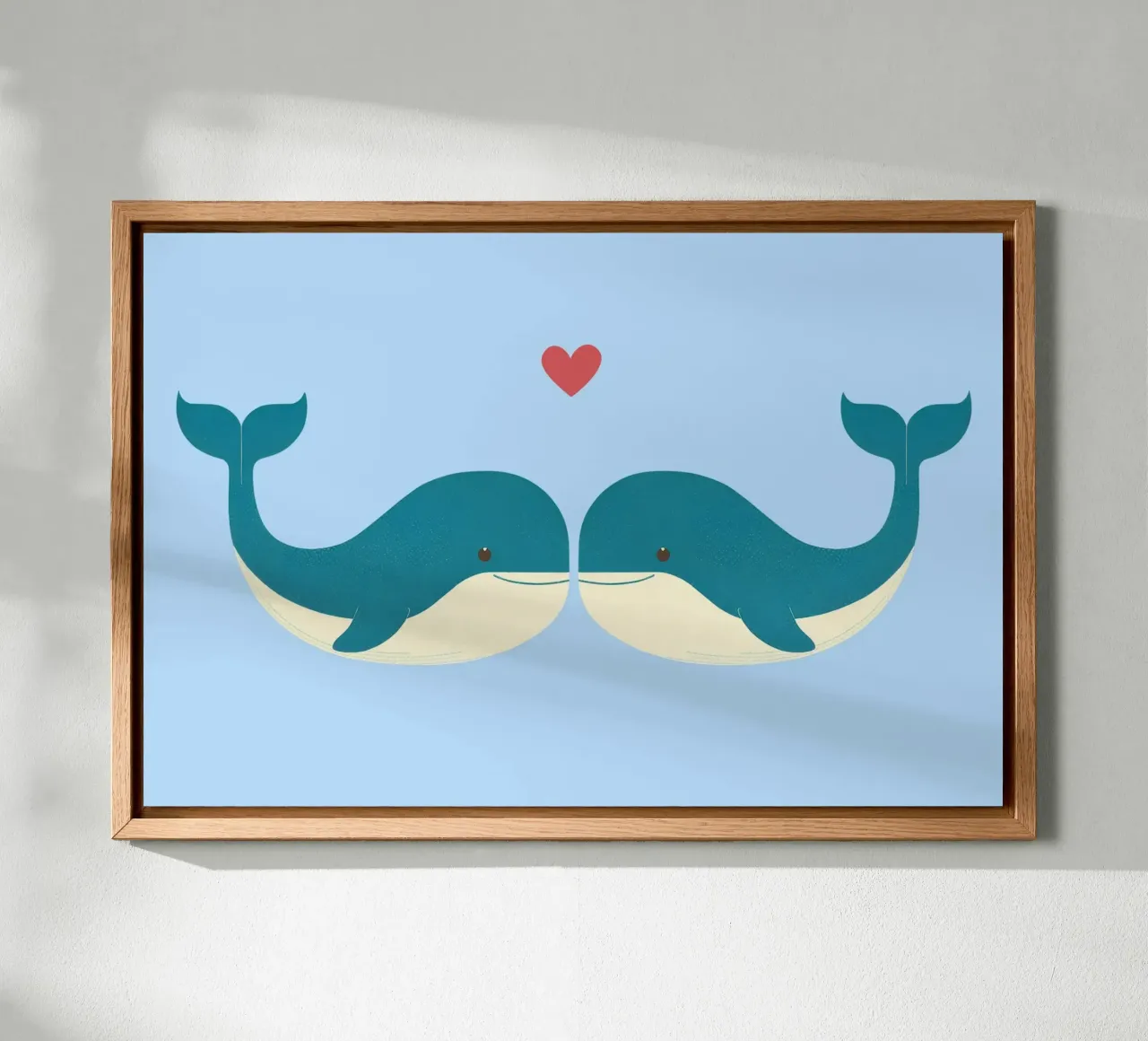 Wal-Liebe - niedliche & liebenswerte Tiere Leinwand mit Schattenfugenrahmen von Punderful Day