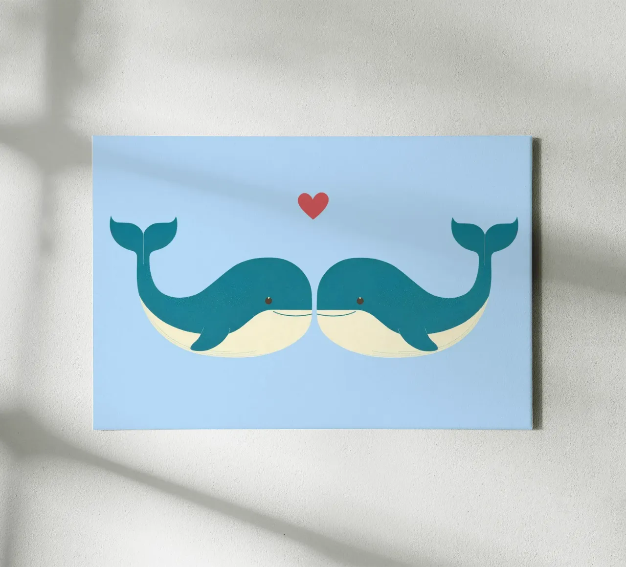 Wal-Liebe - niedliche & liebenswerte Tiere Leinwand mit Schattenfugenrahmen von Punderful Day