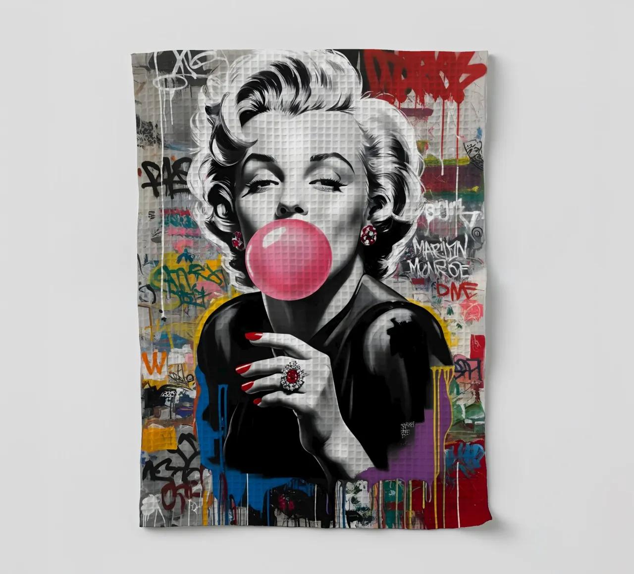 Marilyn Street Art theedoek van Low poly art